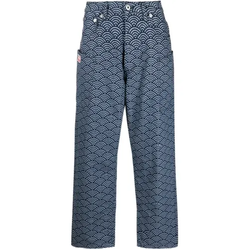 Geometrischer Print Marineblaue Cargo Jeans , Herren, Größe: W32 - Kenzo - Modalova