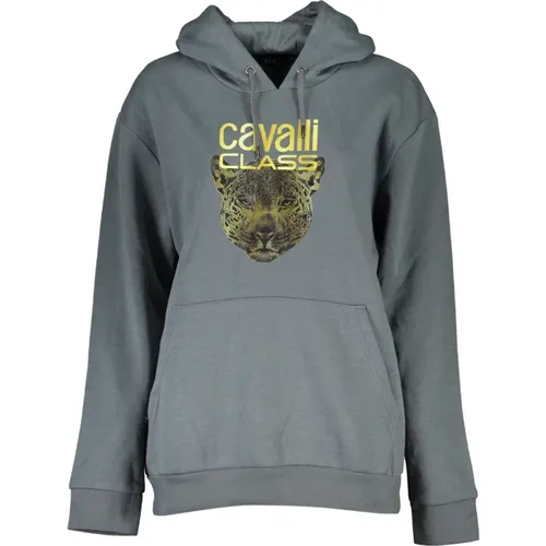 Kapuzenpullover mit Logo-Druck Grau , Herren, Größe: 2XL - Cavalli Class - Modalova