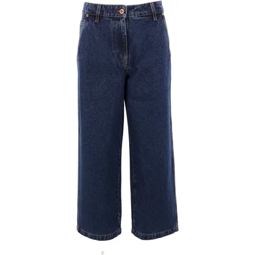 Wide Leg Dark Cotton Denim Jeans , female, Sizes: W26, W25, W28, W27 - Aspesi - Modalova