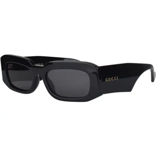 Rechteckige Schwarze Sonnenbrille mit Goldlogo , Damen, Größe: ONE Size - Gucci - Modalova