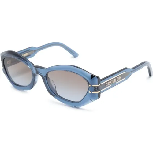 Blaue Signature Sonnenbrille , Damen, Größe: 55 MM - Dior - Modalova