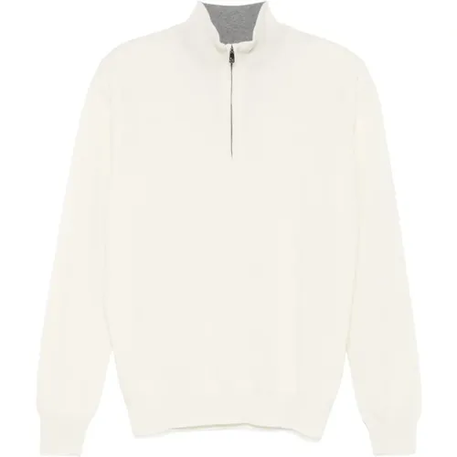 Luxury Wool/Cashmere Half-Zip Knitwear , male, Sizes: M, 2XL, 3XL, XL - Corneliani - Modalova