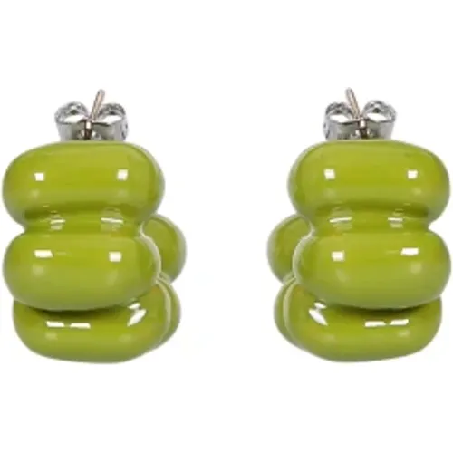 Puffy earrings with a lime finish from . Ideal for making the look exclusive , female, Sizes: ONE SIZE - Sunnei - Modalova