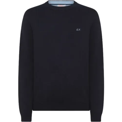 Navy Solid Sweater , male, Sizes: S, 2XL, M, L, XL - Sun68 - Modalova