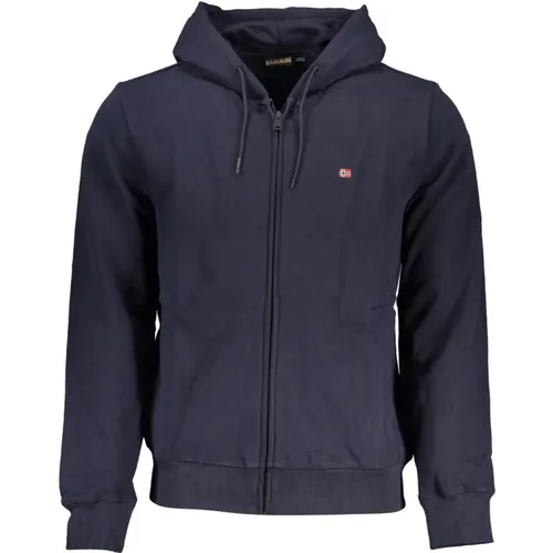 Blauer Langarm-Zip-Sweatshirt Bestickt , Herren, Größe: L - Napapijri - Modalova