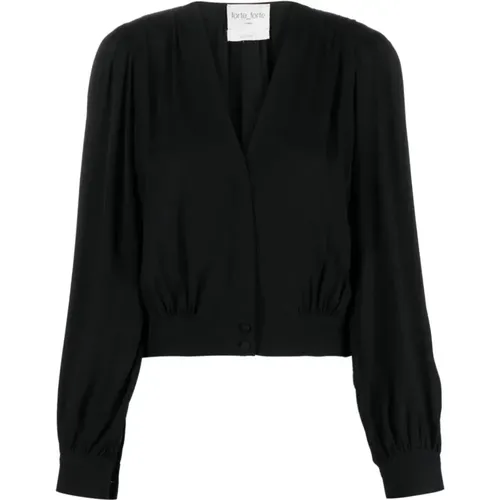 Elegante Schwarze Crepe Bluse - Forte Forte - Modalova