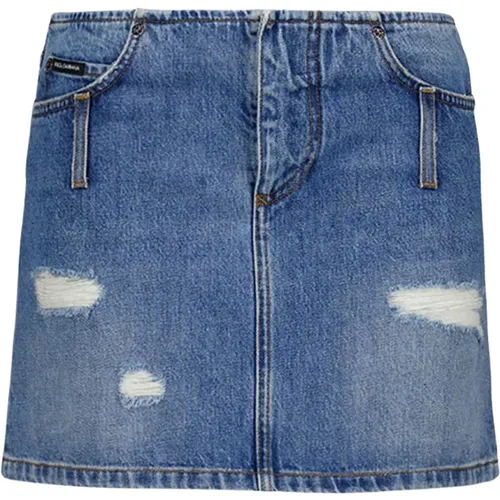 Cotton Denim Mini Skirt , female, Sizes: 2XS, XS - Dolce & Gabbana - Modalova