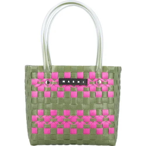 Check Basket Bag Handbag Multi , female, Sizes: ONE SIZE - Marni - Modalova