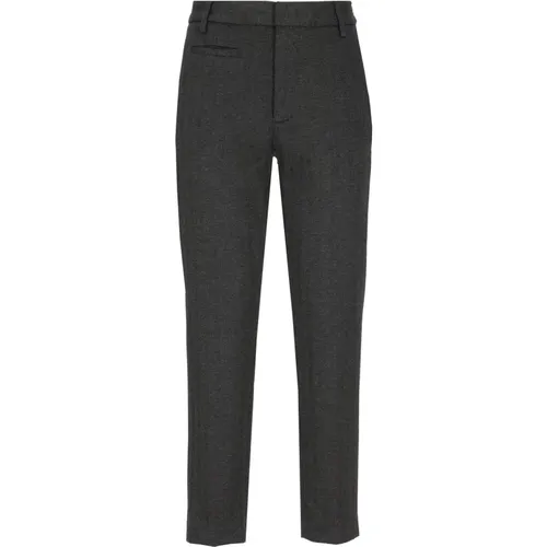 Schwarze Baumwollhose mit Gürtelschlaufen , Damen, Größe: 2XS - Dondup - Modalova