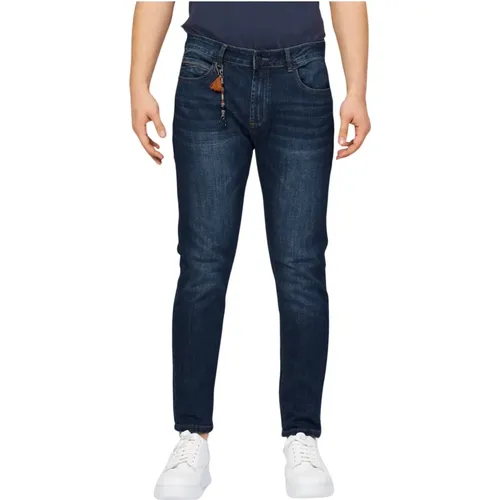 Blaue Baumwolljeans mit Rückenpatch , Herren, Größe: W30 - YES ZEE - Modalova