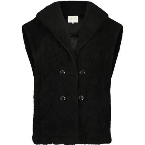 Schwarzes Teddy Herzdruck Gilet , Damen, Größe: M/L - Fabienne Chapot - Modalova