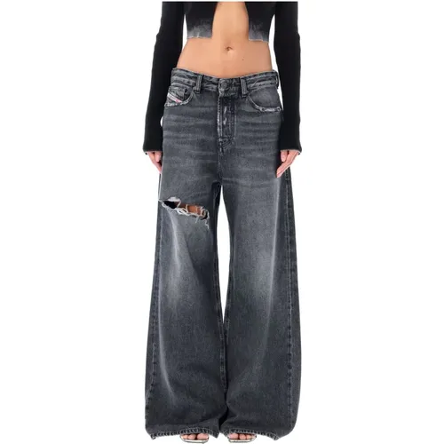 Schwarze Distressed Wide-Leg Jeans Aw24 - Diesel - Modalova