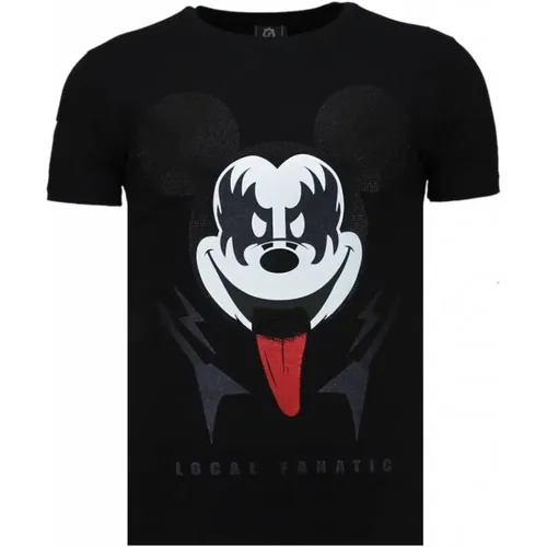 Kiss My Mickey Rhinestone - Man T Shirt - 5771Z , male, Sizes: M, L, S - Local Fanatic - Modalova