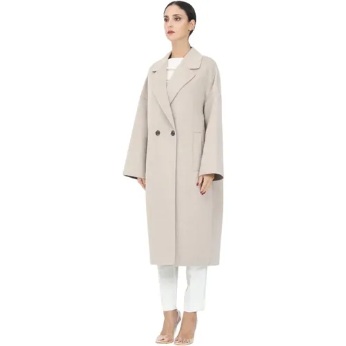 Beiger langer Mantel mit Oversized-Design , Damen, Größe: M - ViCOLO - Modalova