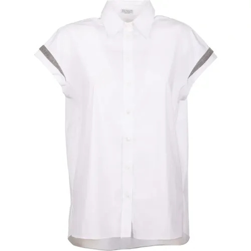 Cotton Shirt with Chains , female, Sizes: L, S - BRUNELLO CUCINELLI - Modalova