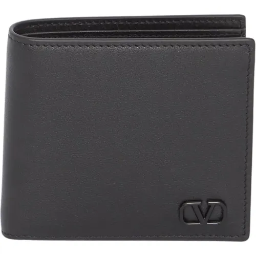 Schwarze Leder Bi-Fold Brieftasche Ss23 - Valentino Garavani - Modalova