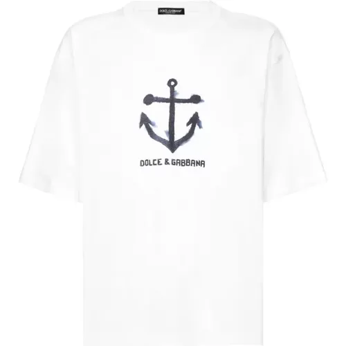T-Shirts,Marina Print Baumwoll T-Shirt - Dolce & Gabbana - Modalova