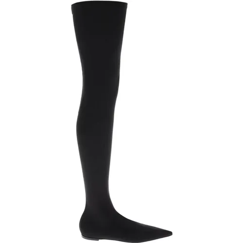 Stretch Jersey Thigh High Boots , female, Sizes: 3 1/2 UK, 4 UK, 4 1/2 UK, 7 UK, 5 1/2 UK, 6 1/2 UK, 5 UK - Dolce & Gabbana - Modalova