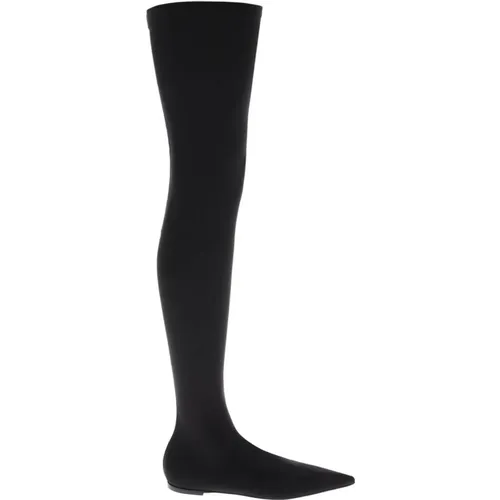 Stretch Jersey Thigh High Boots , female, Sizes: 3 1/2 UK, 4 UK, 4 1/2 UK, 7 UK, 8 UK, 5 1/2 UK, 3 UK, 6 1/2 UK, 6 UK, 5 UK - Dolce & Gabbana - Modalova