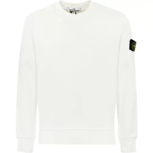 Weißer Crewneck Pullover Baumwolle Logo-Patch , Herren, Größe: 2XL - Stone Island - Modalova