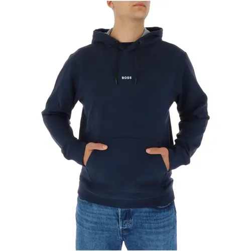 Blauer Bedruckter Kapuzenpullover , Herren, Größe: L - Hugo Boss - Modalova