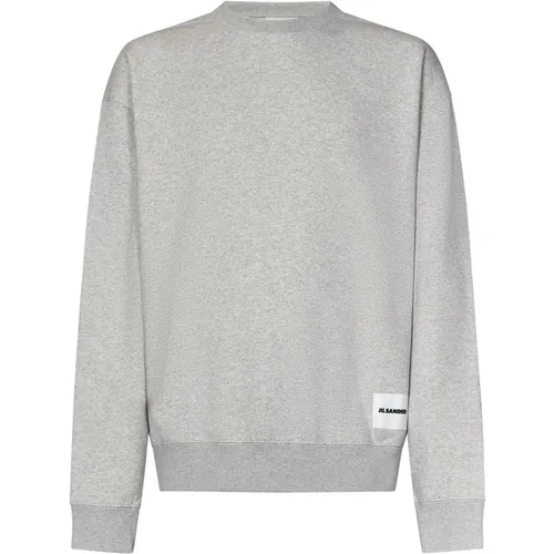 Grey Crewneck Sweatshirt with Logo Label , male, Sizes: S, XL - Jil Sander - Modalova