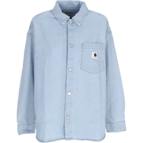 Blauer Stein Gebleichtes Langarmhemd Jacke , Damen, Größe: M - Carhartt WIP - Modalova