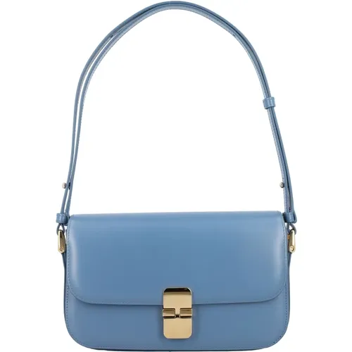 Grace Baguette Leather Handbag Ocean , female, Sizes: ONE SIZE - A.p.c. - Modalova