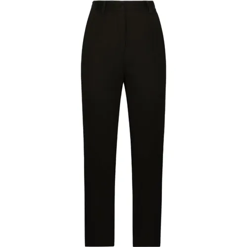 Wool-Blend Trousers Straight Leg , female, Sizes: S, M - Dolce & Gabbana - Modalova