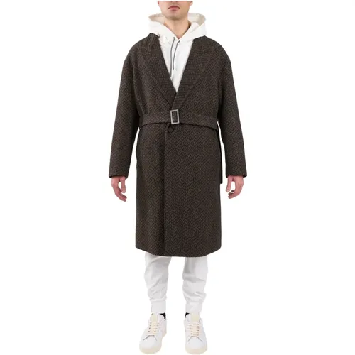 Wool Blend Coat with Belt , male, Sizes: XL, M, L - Hevo - Modalova