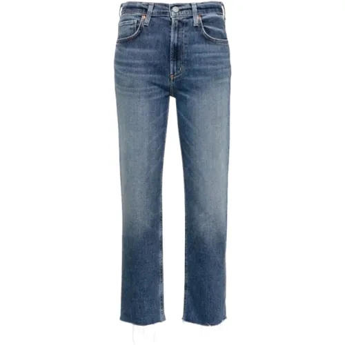 Verwaschene Denim Cropped Jeans mit Whiskering , Damen, Größe: W29 - Citizens of Humanity - Modalova