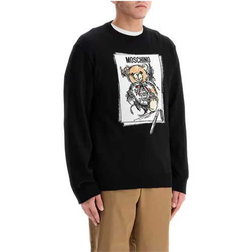 Teddy Bear Intarsia Crew Neck Pullover , Herren, Größe: L - Moschino - Modalova