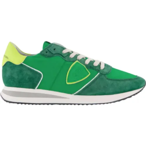 Neongrüne Wildleder-Sneaker mit Gelbem Spoiler , Herren, Größe: 42 EU - Philippe Model - Modalova