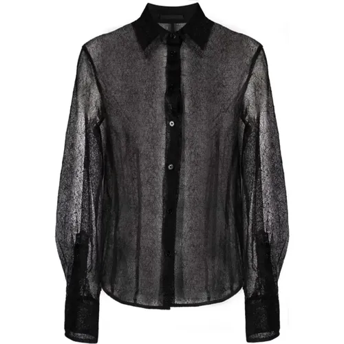 Schwarzes Shirt mit Mesh-Design , Damen, Größe: XS - Helmut Lang - Modalova