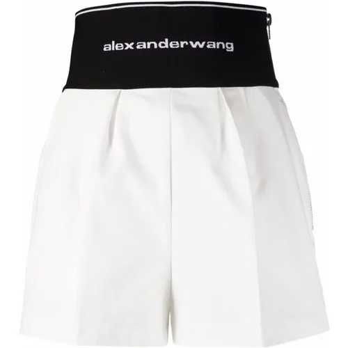 Weiße Logo-Bund Slim Fit Shorts - alexander wang - Modalova