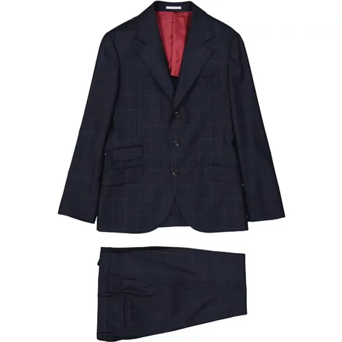 Wool Suit with Button Closure and Zip Fastening , male, Sizes: M, S, 2XL - BRUNELLO CUCINELLI - Modalova