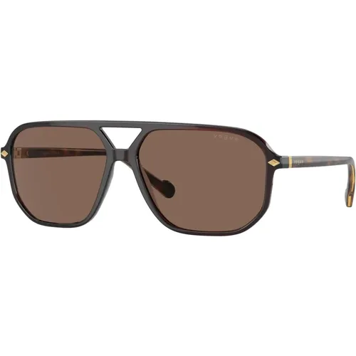 Damen-Sonnenbrille quadratische Form Havana glänzend - Vogue - Modalova