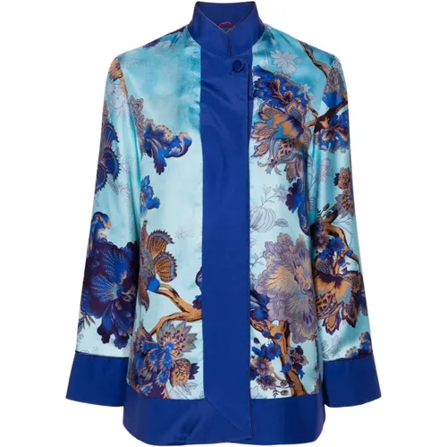 Floral Print Silk Jacket , female, Sizes: M - F.r.s For Restless Sleepers - Modalova