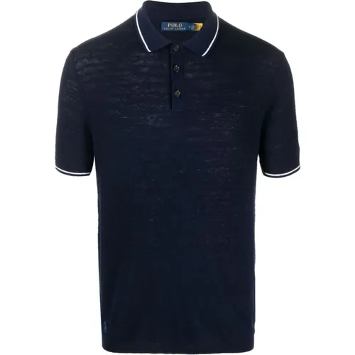 Blaues Casual Kurzarm Polo Shirt , Herren, Größe: M - Polo Ralph Lauren - Modalova