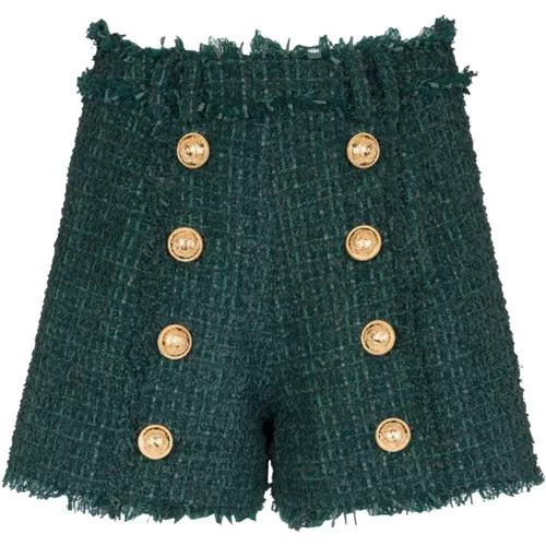 Tweed shorts with buttons , female, Sizes: XS - Balmain - Modalova