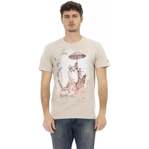 Kurzarm-Luxus-T-Shirt mit Frontprint , Herren, Größe: S - Trussardi - Modalova