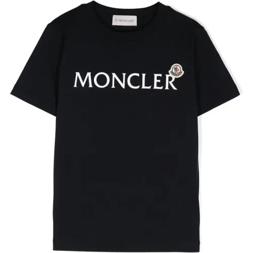 Navy Blue Kurzarm T-Shirt Moncler - Moncler - Modalova