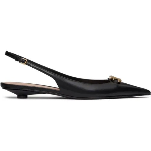 VLogo Leather Slingback Ballet Flats , female, Sizes: 7 UK, 4 UK, 5 UK, 3 UK - Valentino Garavani - Modalova