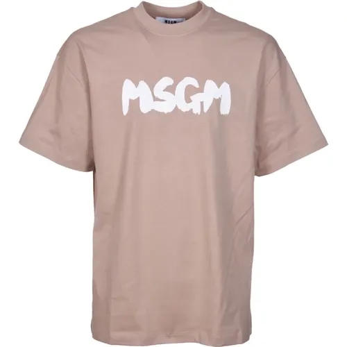 Ikonic Beige Crew-Neck T-shirt Msgm - Msgm - Modalova