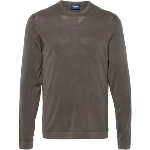 Cotton Crew Neck Sweater , male, Sizes: L, M - Drumohr - Modalova