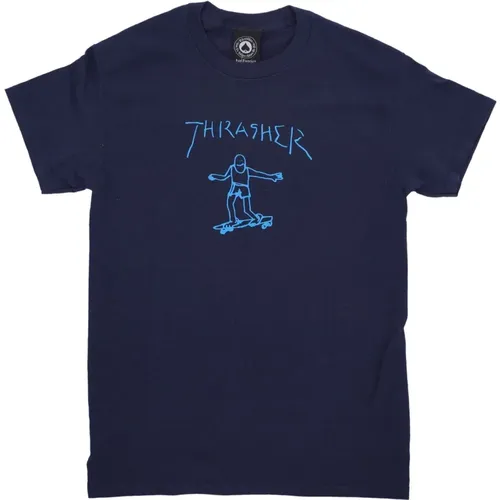 Logo Print Tee Navy/Light , unisex, Größe: S - Thrasher - Modalova