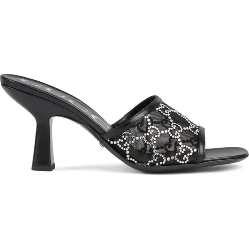 Schwarze Sandalen mit Kristallen - Gucci - Modalova