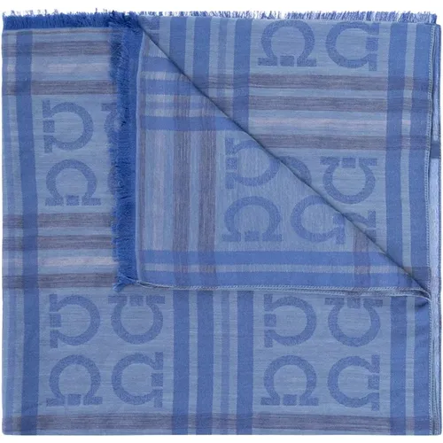 Cashmere Blend Scarf with Gancini Pattern , male, Sizes: ONE SIZE - Salvatore Ferragamo - Modalova