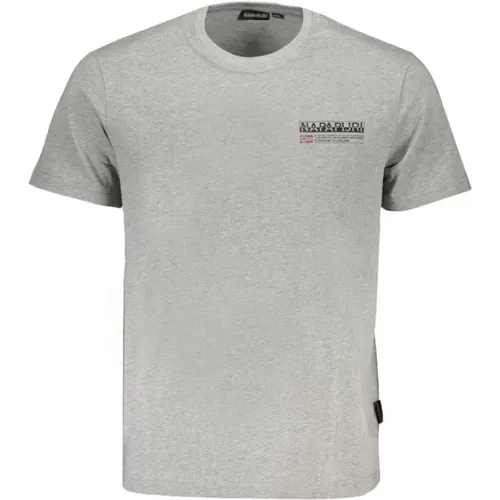 Graues Baumwoll Logo Print T-Shirt , Herren, Größe: S - Napapijri - Modalova