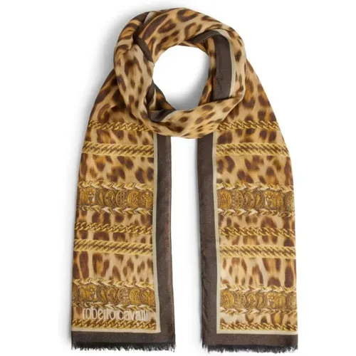 Heritage Jaguar Chain Print Stole , female, Sizes: ONE SIZE - Roberto Cavalli - Modalova